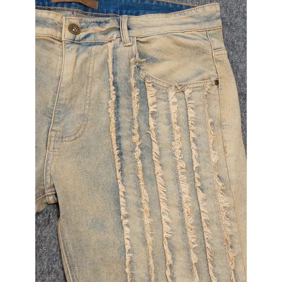 KDNK Men's Jeans Straight Leg Beige Blue Distressed Size 38 NWOT - Picture 6 of 13